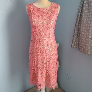 Beige by eci crochet/lace floral dress C57